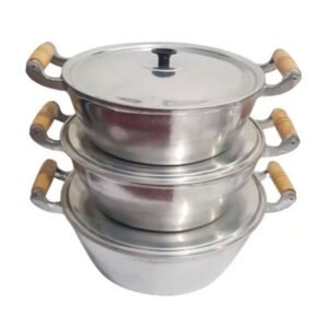 Jogo 3 Panelas Caçarola Grande Alumínio Fundido 26/28/30 Cm